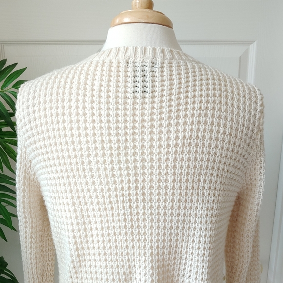 Wet Seal Sweater Cardigan Button Up Cream Large - Picture 6 of 8